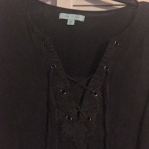 Black tunic with lace up detail